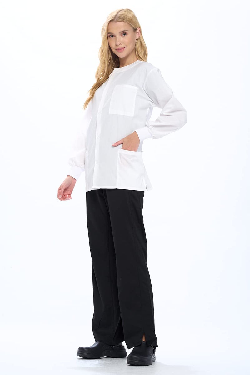 Natural Uniforms Warm Up Scrub Jacket-White-Medium - Image 4